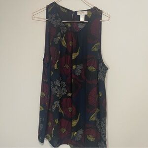LOFT Sleeveless Top with Design - Dark Blue and Maroon ~ Size large ~Office Wear
